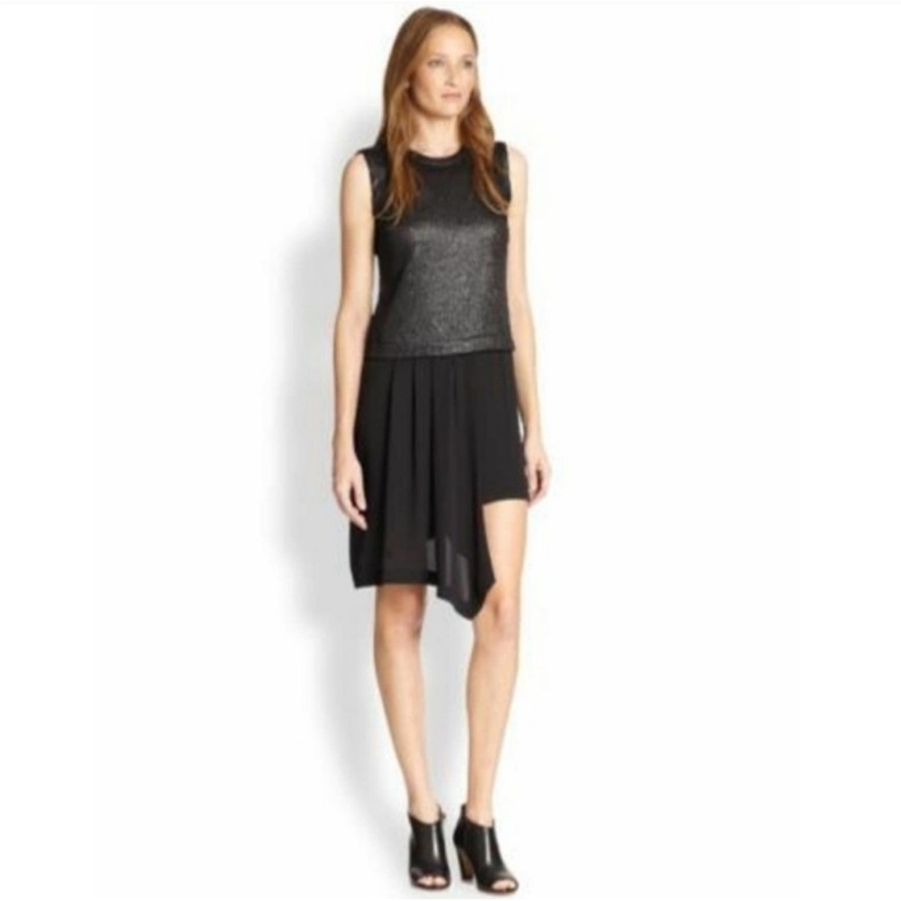 BcbgMaxAzria dress XXS black Juliane black cocktail  sleeveless assymetrical
